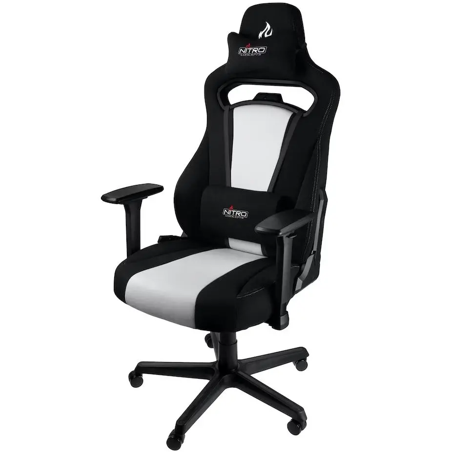 Fotel Nitro Concepts E250 Radiant White Biurowy do 120kg Tkanina Czarno-biały