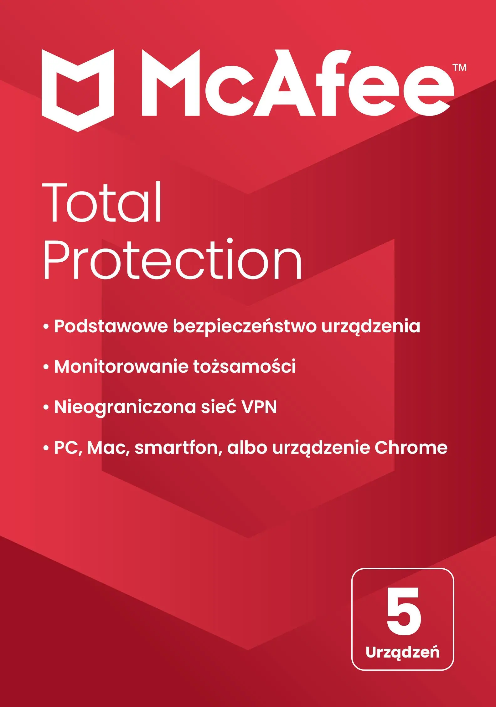 Oprogramowanie McAfee Total Protection 5PC USŁUGA CYKLICZNA