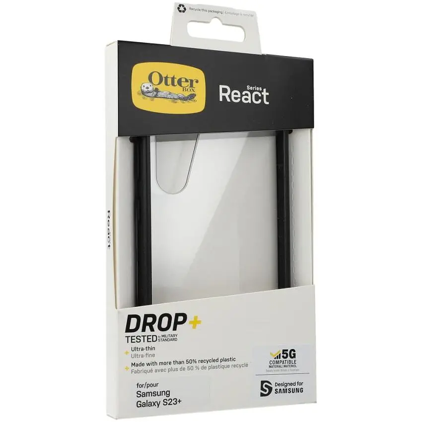 Etui OtterBox React do Samsung Galaxy S23+ Przeźroczysty z czarną ramką