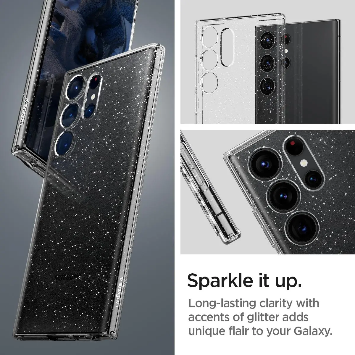 Etui Spigen Liquid Crystal Glitter do Galaxy S23 Ultra Przezroczysty
