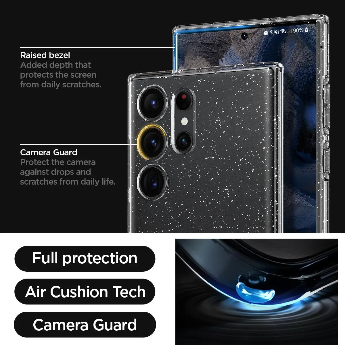 Etui Spigen Liquid Crystal Glitter do Galaxy S23 Ultra Przezroczysty