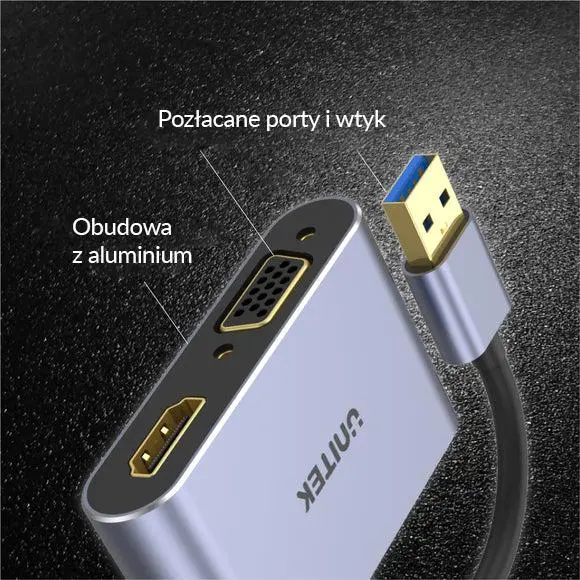 Adapter Unitek V1304A USB na HDMI i VGA - Full HD