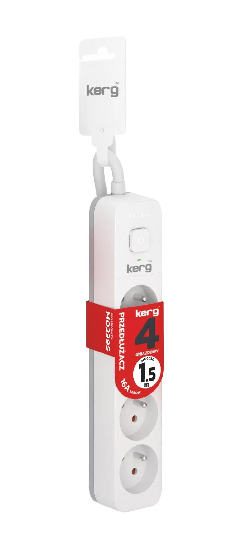 Przedłużacz Kerg M02395 4 gniazda 1,5m Biały