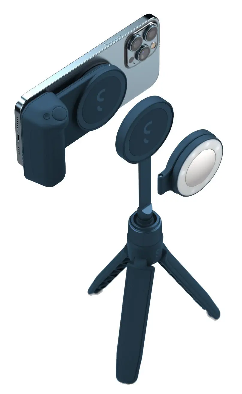 Uchwyt ShiftCam SnapGrip Creator Kit do fotografii mobilnej MagSafe + statyw Niebieski