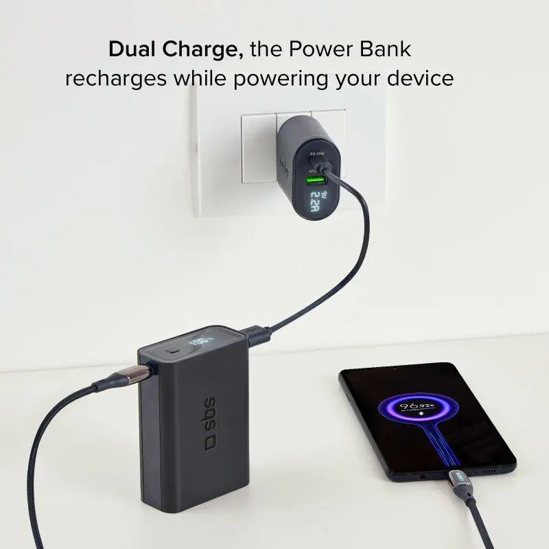 Powerbank SBS 20000mAhh PD20W LCD Czarny