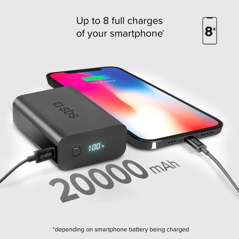 Powerbank SBS 20000mAhh PD20W LCD Czarny