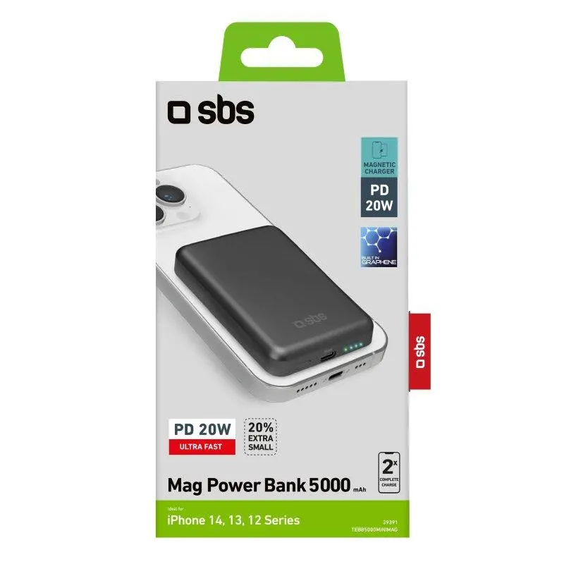 Powerbank SBS TEBB5000MINIMAG- 5000mAh MagSafe 10W Czarny