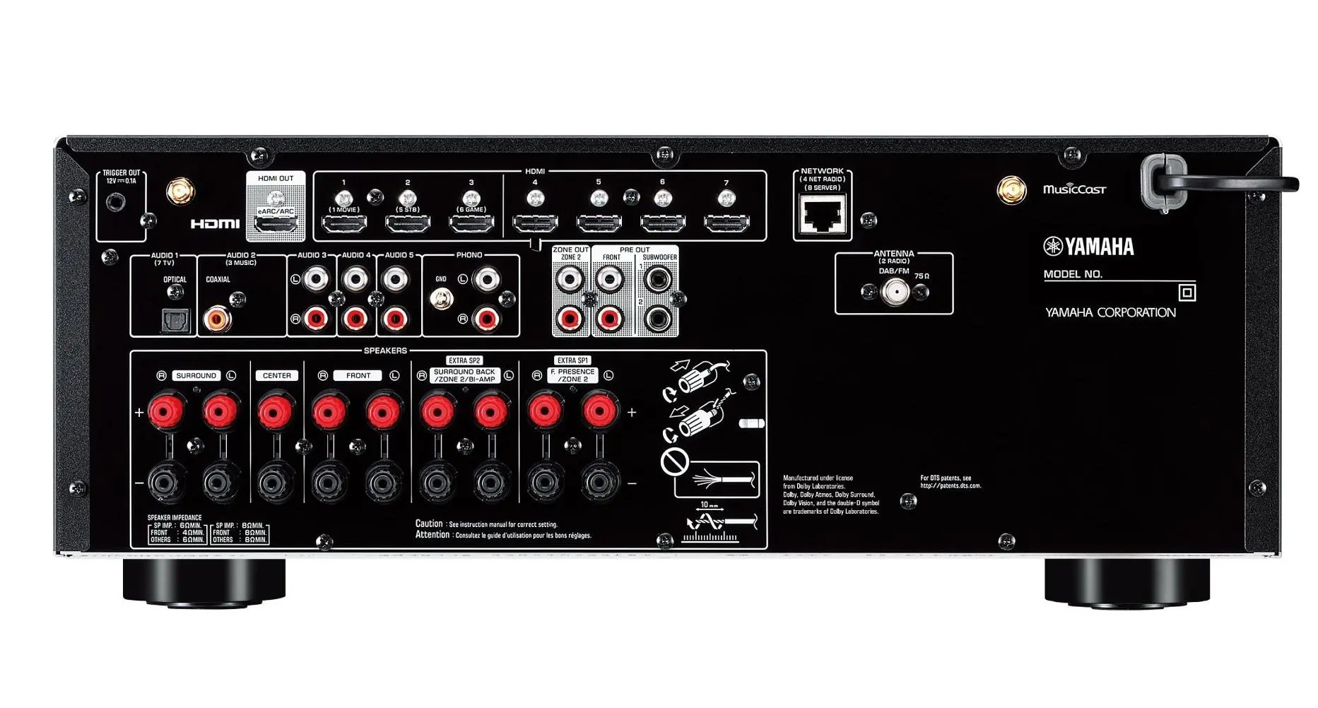 Zestaw stereo Yamaha MusicCast RX-V6A Czarny, Indiana Line Nota 550 X Czarny dąb
