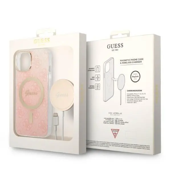 Zestaw Guess GUBPP14MH4EACSP ładowarka indukcyjna + etui Magsafe do iPhone 14 Plus