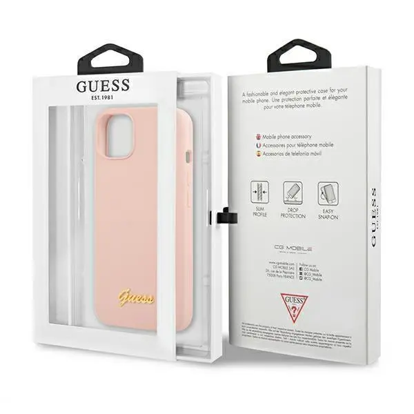 Etui Guess Silicone Script Gold Logo Magsafe GUHMP13MLSLMGLP do iPhone 13