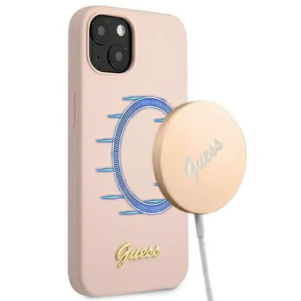 Etui Guess Silicone Script Gold Logo Magsafe GUHMP13MLSLMGLP do iPhone 13