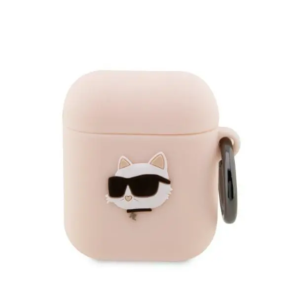 Etui na słuchawki Karl Lagerfeld Silicone Choupette Head 3D do AirPods 1/2 Różowy