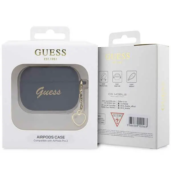 Etui na słuchawki Guess Silicone Charm Heart Collection GUAP2LSCHSK do AirPods Pro 2 Czarny