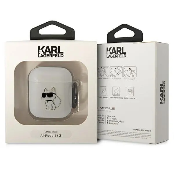 Etui na słuchawki Karl Lagerfeld Ikonik Choupette do Airpods 1/2 Przezroczysty