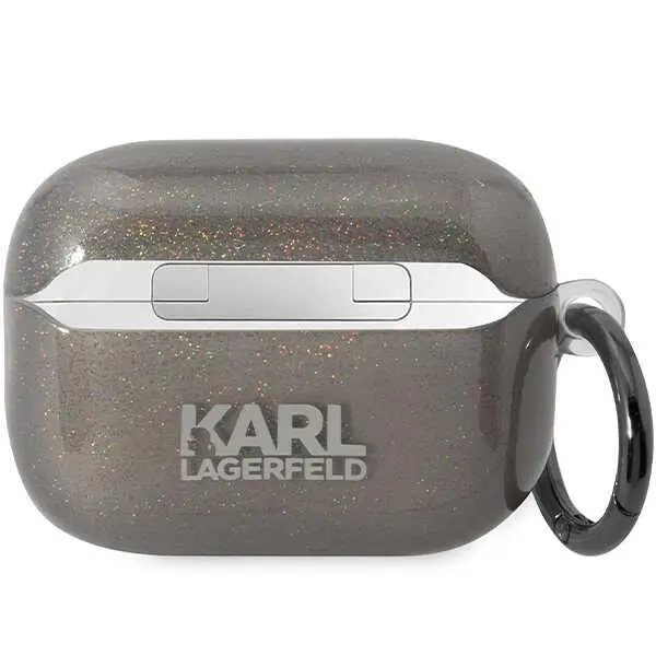Etui na słuchawki Karl Lagerfeld Glitter Karl&Choupette KLAP2HNKCTGK do AirPods Pro 2 Czarny