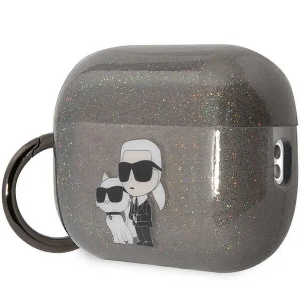 Etui na słuchawki Karl Lagerfeld Glitter Karl&Choupette KLAP2HNKCTGK do AirPods Pro 2 Czarny
