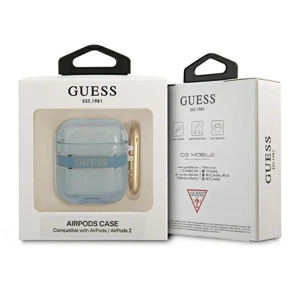 Etui na słuchawki Guess Strap Collection do AirPods Niebieski
