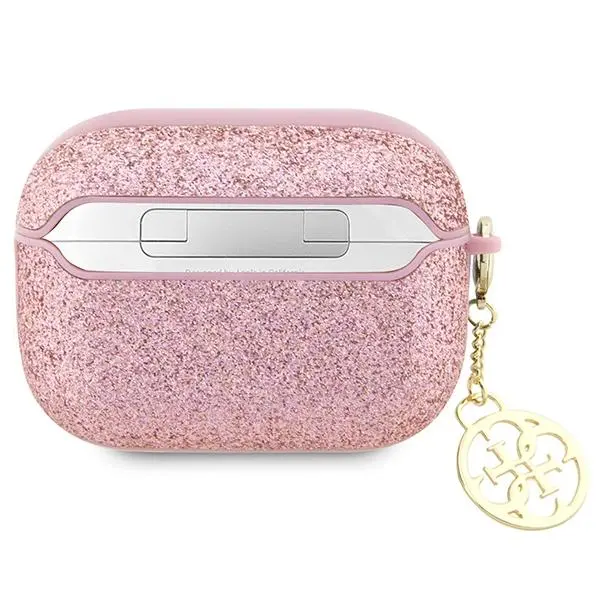 Etui na słuchawki Guess Glitter Flake 4G Charm GUAP2GLGSHP do AirPods Pro 2 Rózowy