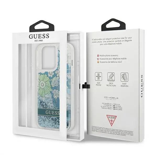 Etui Guess Flower Liquid Glitter GUHCP13XLFLSN do iPhone 13 Pro Max