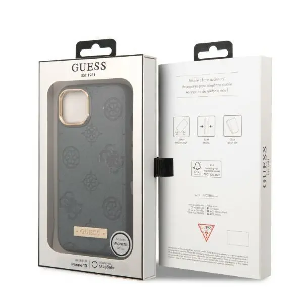 Etui Guess Peony Logo Plate MagSafe GUHMP13MSAPSTG do iPhone 13