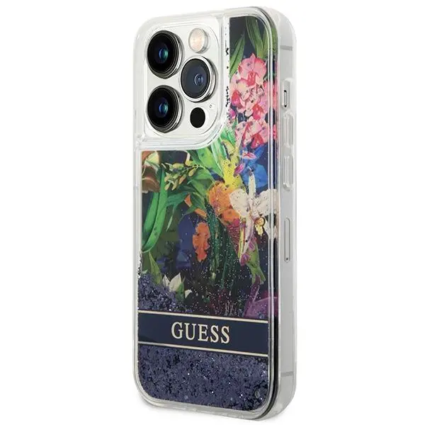 Etui Guess Flower Liquid Glitter GUHCP14XLFLSB do iPhone 14 Pro Max