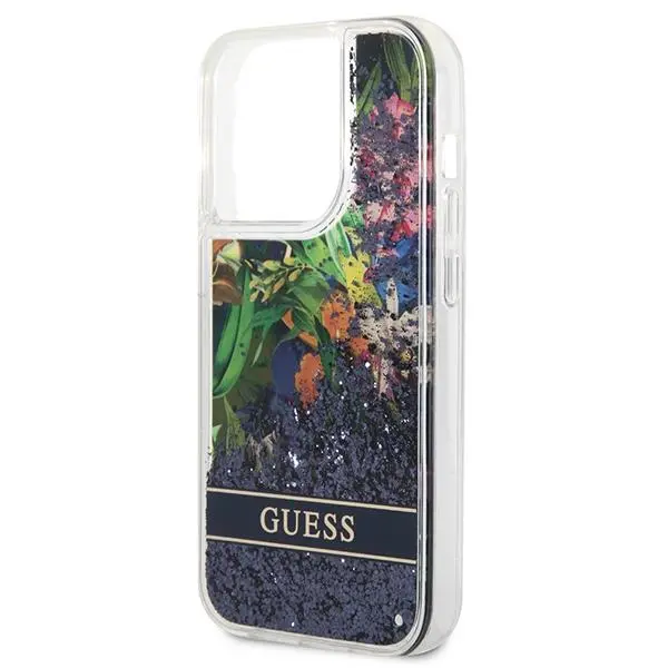 Etui Guess Flower Liquid Glitter GUHCP14XLFLSB do iPhone 14 Pro Max