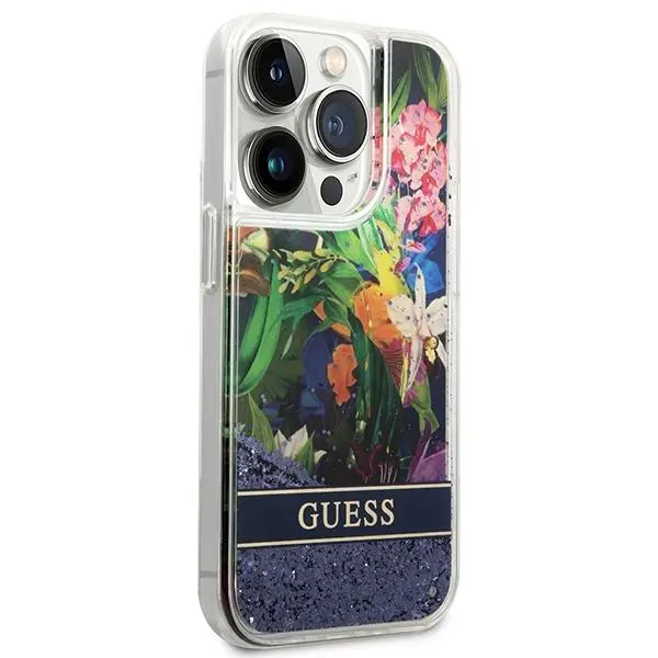 Etui Guess Flower Liquid Glitter GUHCP14XLFLSB do iPhone 14 Pro Max