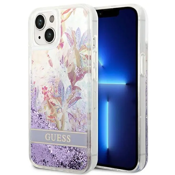 Etui Guess Flower Liquid Glitter GUHCP14MLFLSU do iPhone 14 Plus