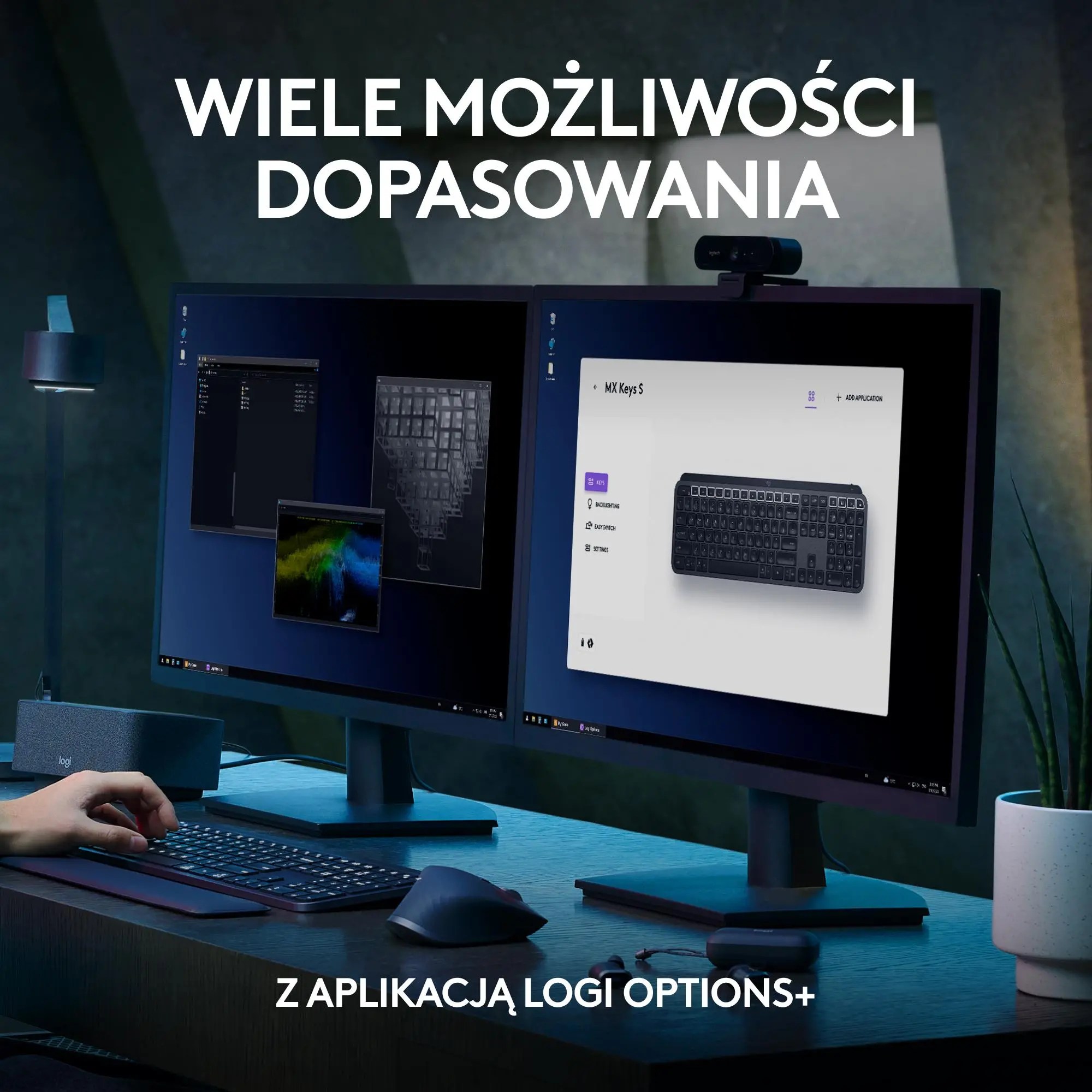 Klawiatura membranowa Logitech MX Keys S + podpórka Grafitowy