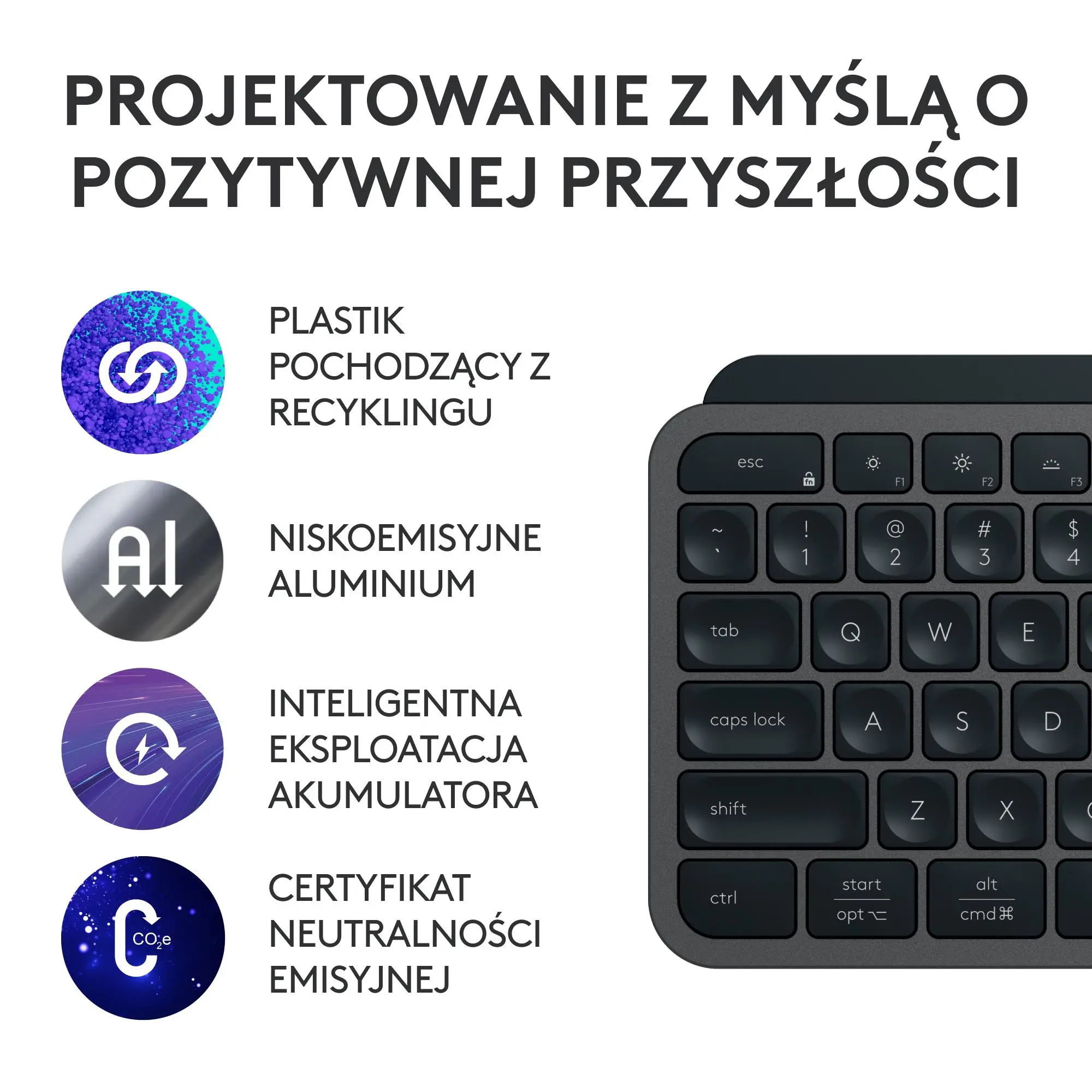 Klawiatura membranowa Logitech MX Keys S + podpórka Grafitowy