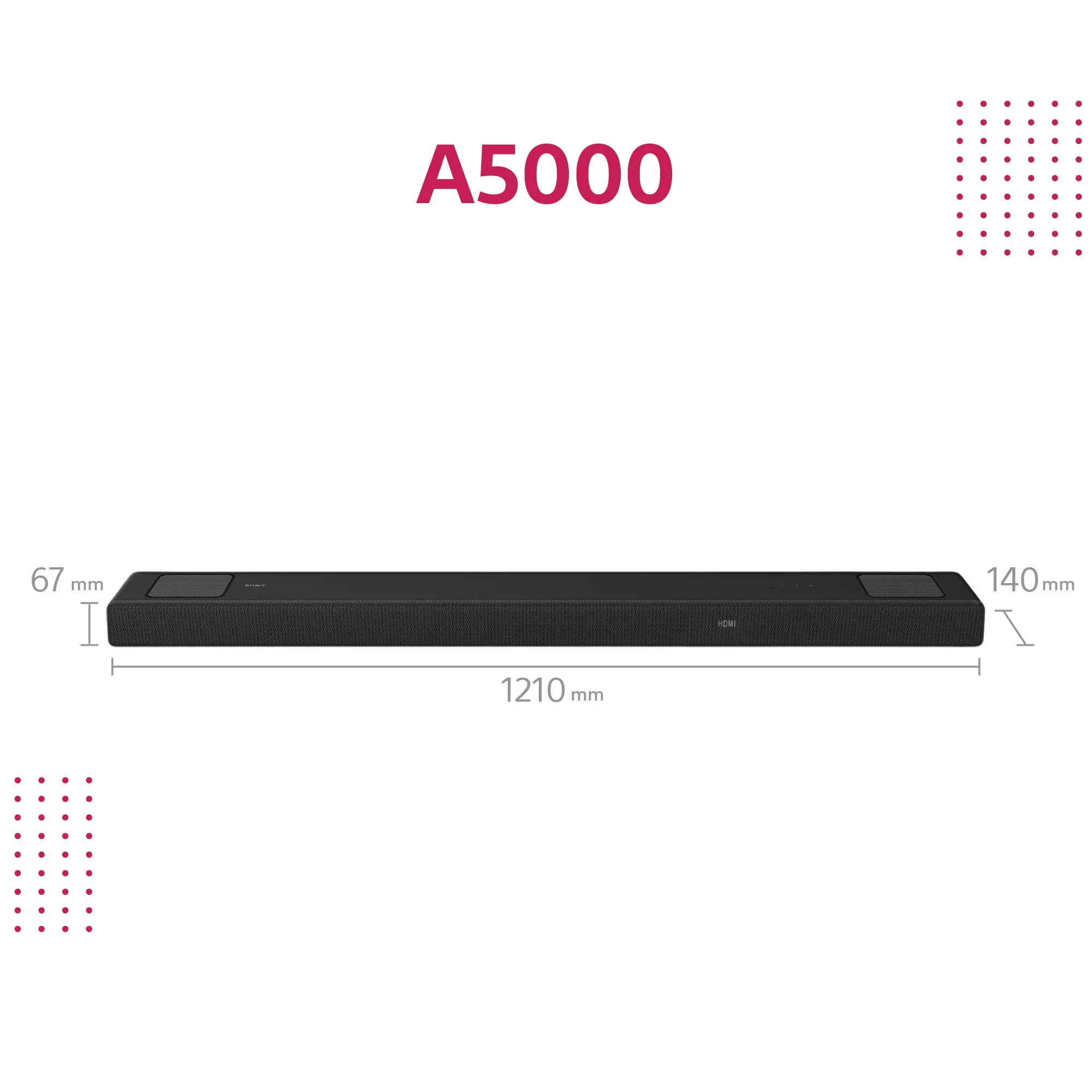 Soundbar Sony HT-A5000 5.1.2 Wi-Fi Bluetooth AirPlay Chromecast Dolby Atmos DTS X + subwoofer SA-SW3 +-głośniki SA-RS3S