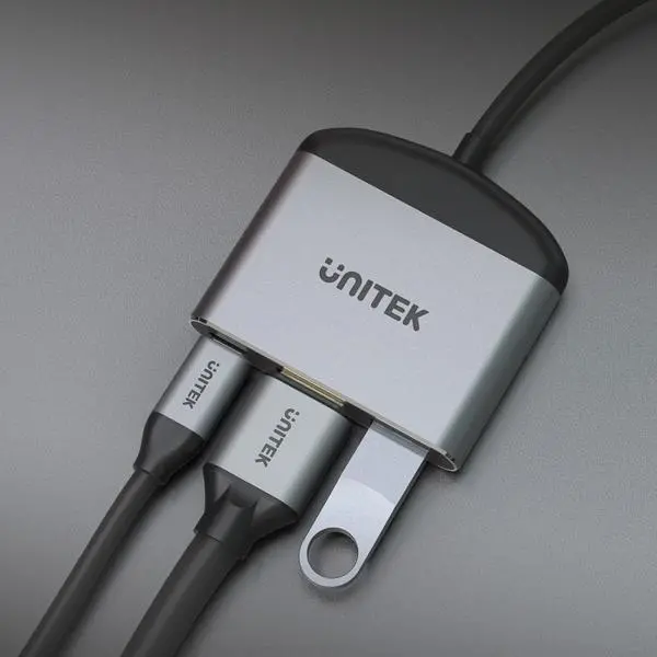 Adapter Unitek D1102A USB-C na HDMI 8K, USB-A, USB-C 100W Szary