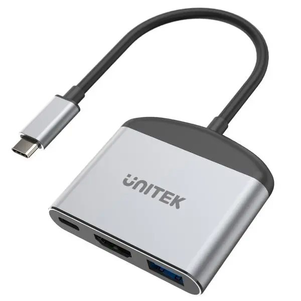 Adapter Unitek D1102A USB-C na HDMI 8K, USB-A, USB-C 100W Szary
