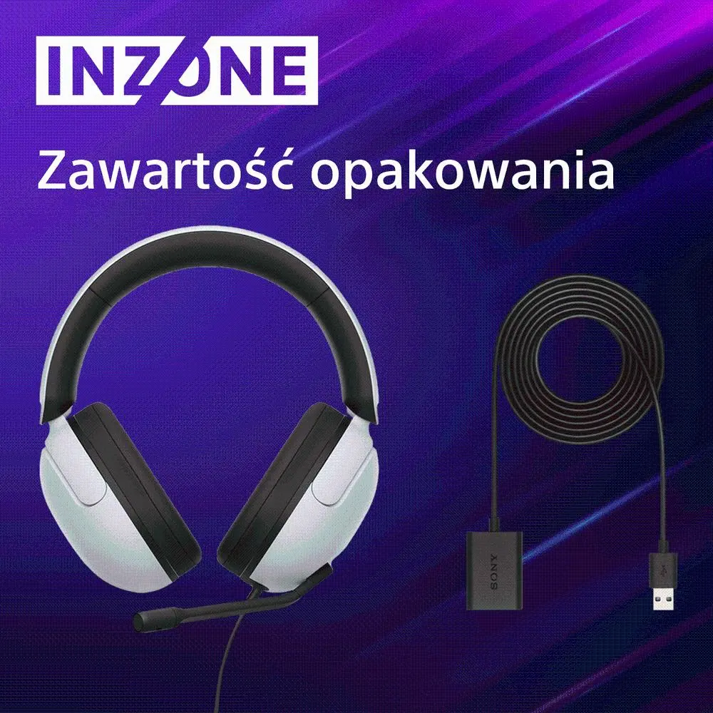 Słuchawki przewodowe z mikrofonem Sony INZONE H3 Nauszne Czarno-biały