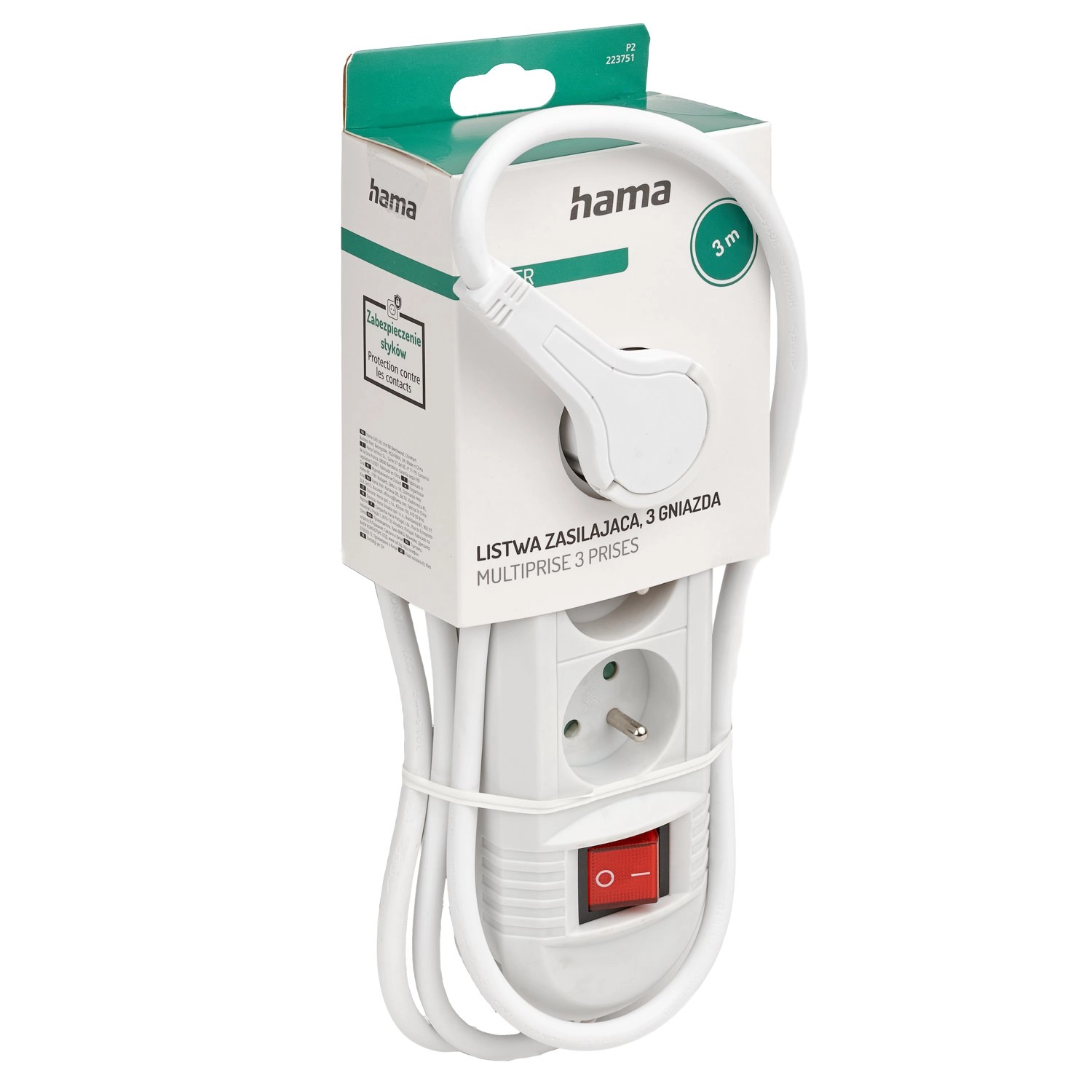 Listwa Hama P2223753 Comfort 3 gniazda 3m Biały