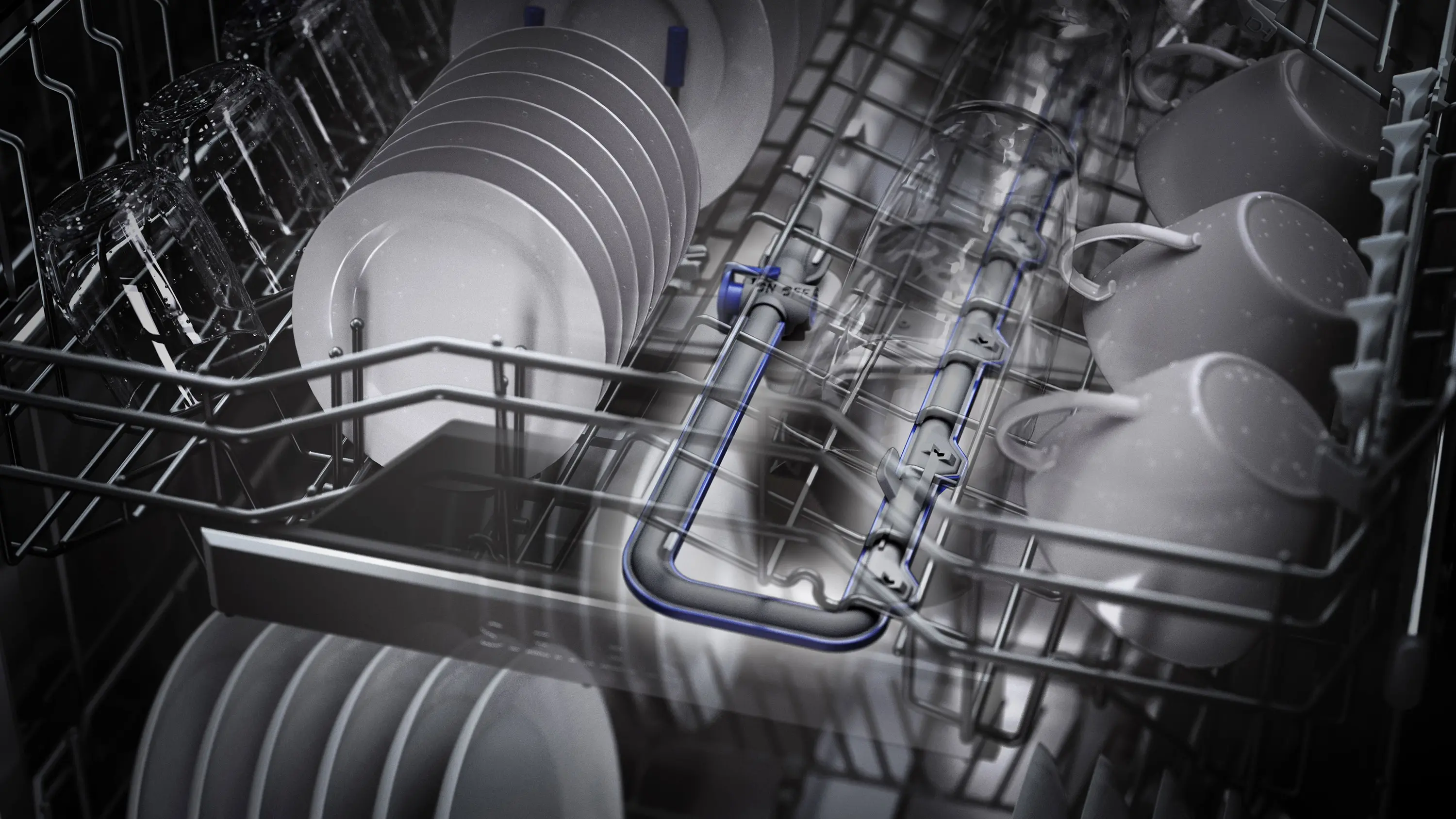 Zmywarka Siemens iQ500 glassZone SN65EX11CE 59,8cm Automatyczne otwieranie drzwi Szuflada na sztućce Zdalne sterowanie