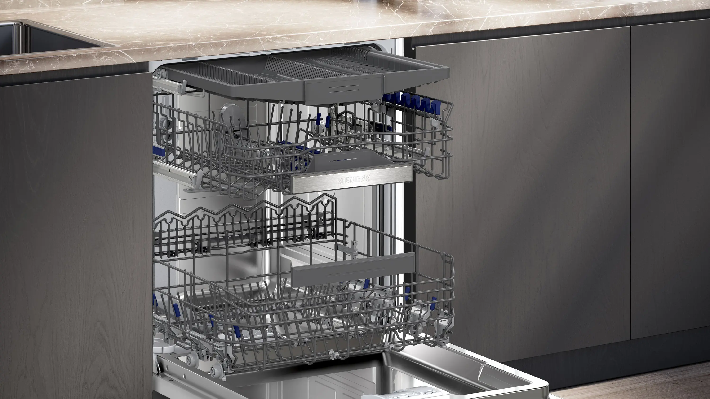 Zmywarka Siemens iQ500 glassZone SN65EX11CE 59,8cm Automatyczne otwieranie drzwi Szuflada na sztućce Zdalne sterowanie