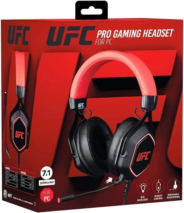 Słuchawki przewodowe z mikrofonem Konix UFC Pro Gaming Headset dla PC Nauszne Czarno-czerwony