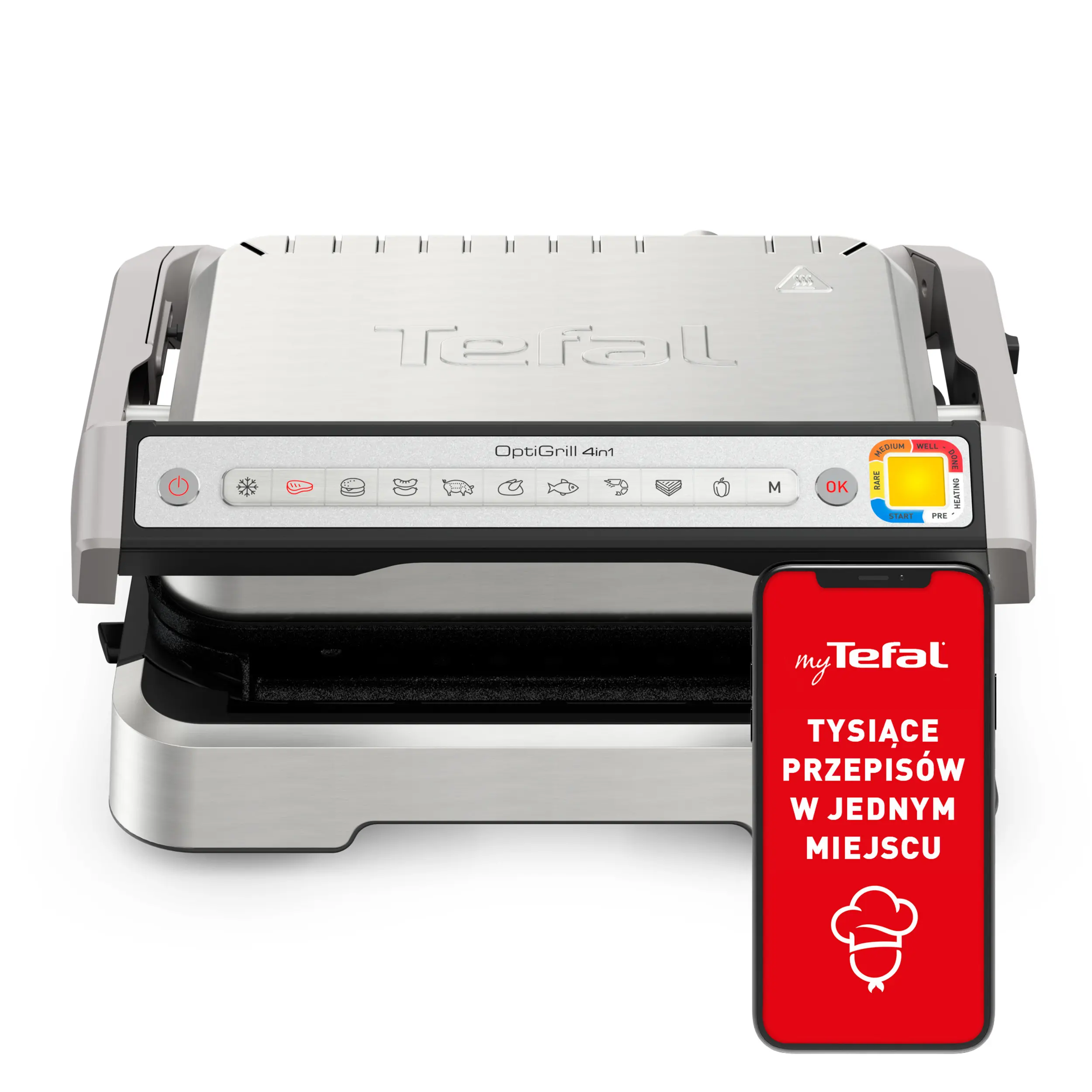 Grill elektryczny Tefal OptiGrill GC774D30 600cm2 Programy automatyczne