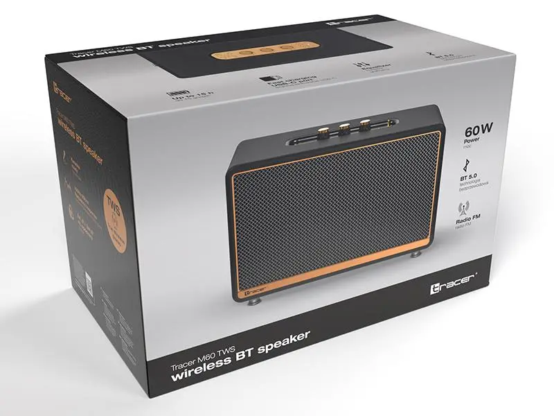 Głośnik Bluetooth Tracer M60 TWS 60W Radio FM Czarny