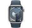 Smartwatch Apple Watch Series 9 GPS koperta 41mm z aluminium Srebrny pasek sportowy Sztormowy błękit M/L