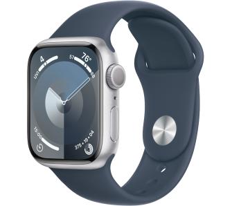 Smartwatch Apple Watch Series 9 GPS koperta 41mm z aluminium Srebrny pasek sportowy Sztormowy błękit M/L