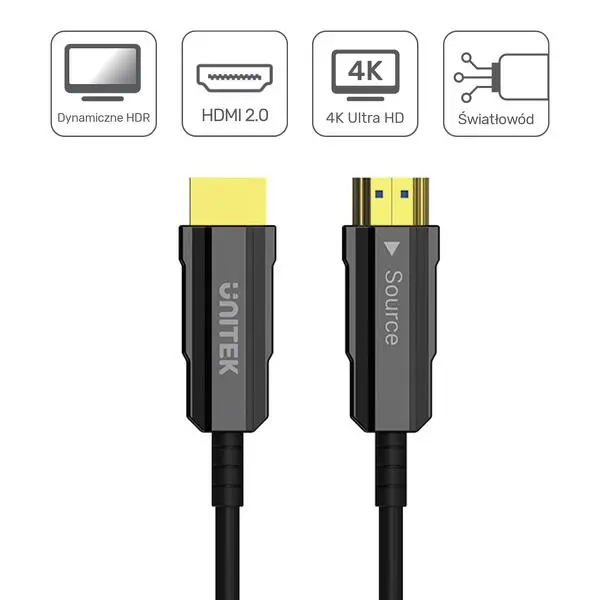 Kabel optyczny HDMI Unitek C11072BK-50M 50m Czarny