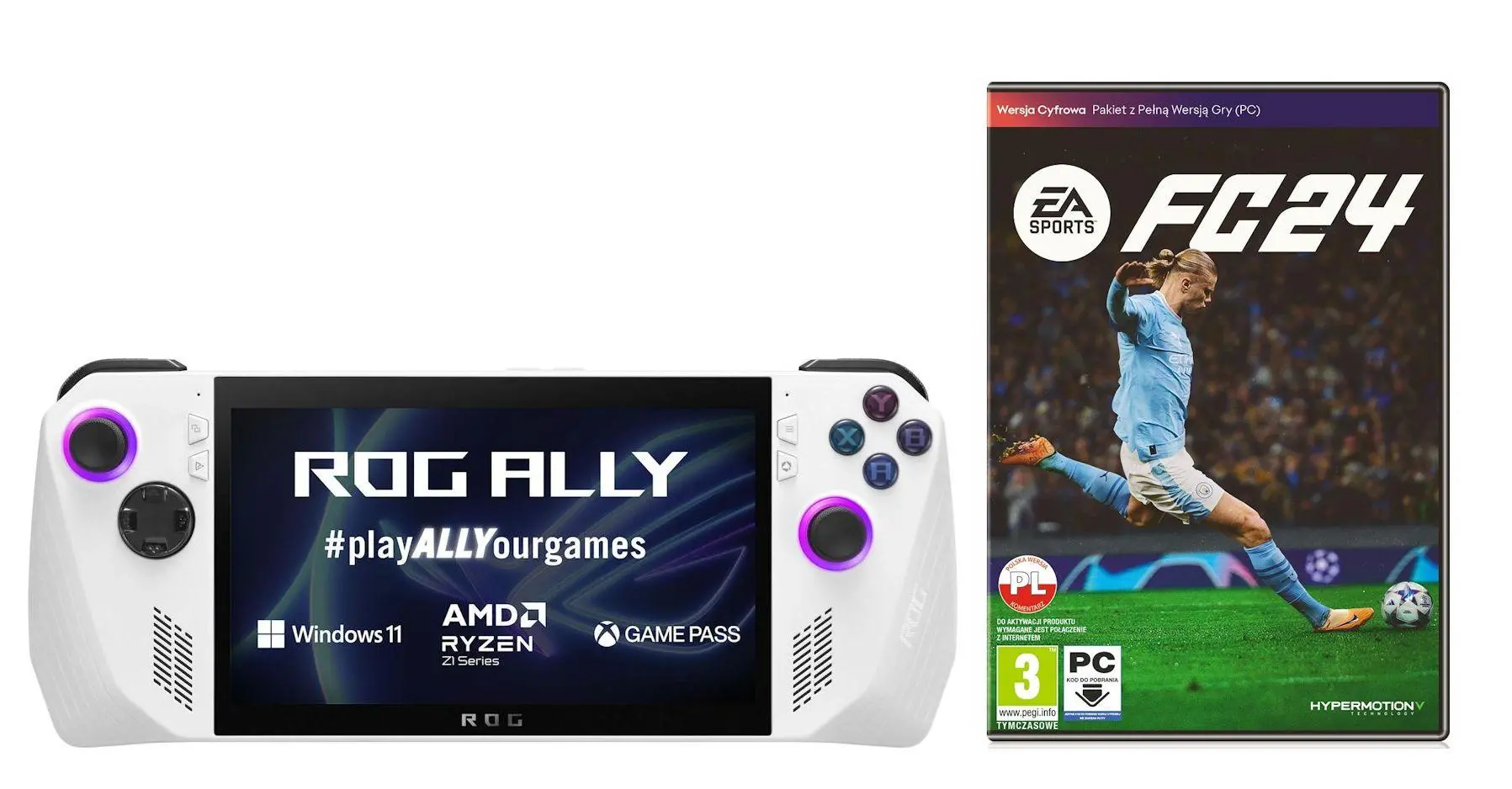 Konsola ASUS ROG Ally RC71L-NH001W AMD Ryzen Z1 Extreme 7” FHD IPS Win11 Home GP 3m-ce + EA SPORTS FC 24