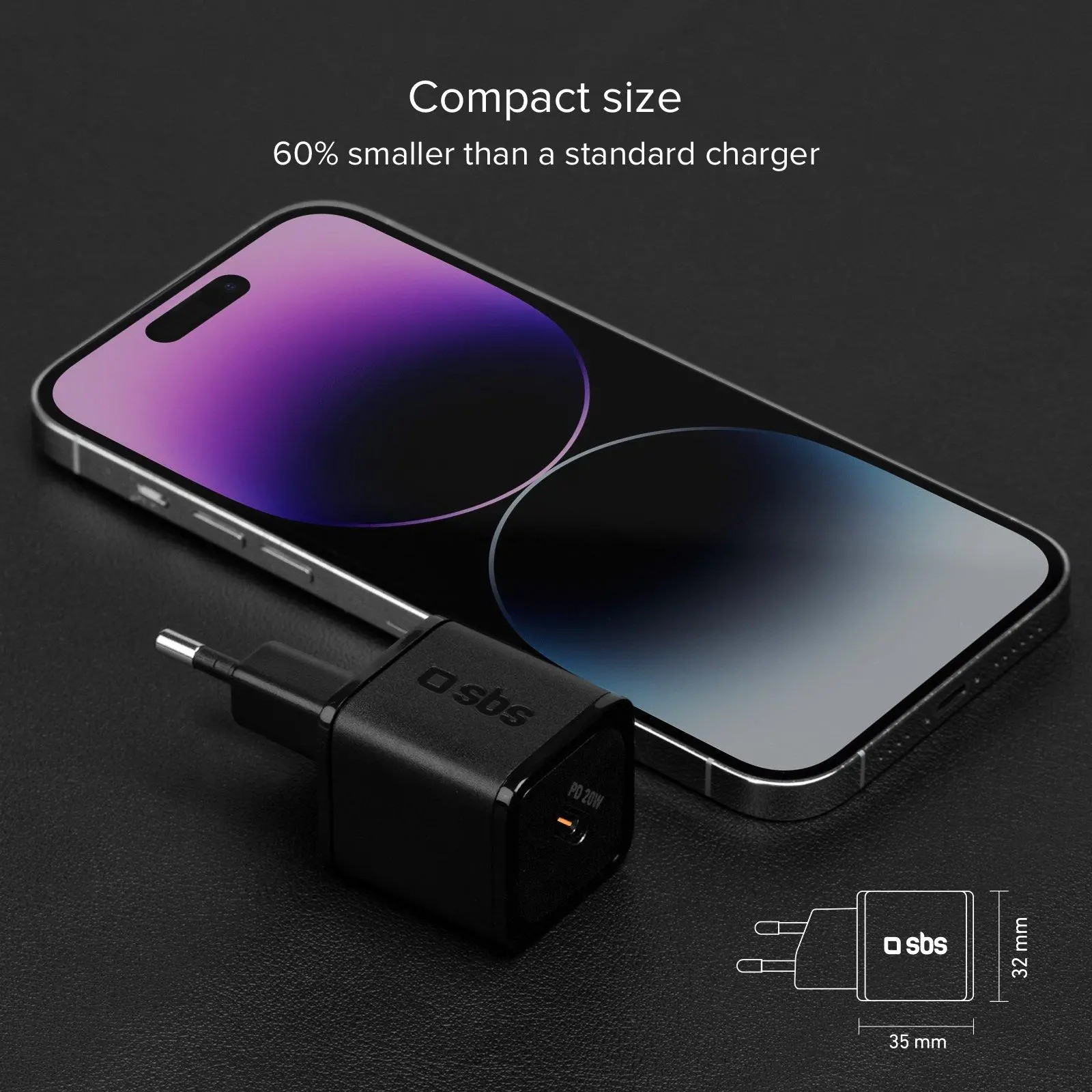 Ładowarka sieciowa SBS NanoTube GaN PD20W USB-C Czarny