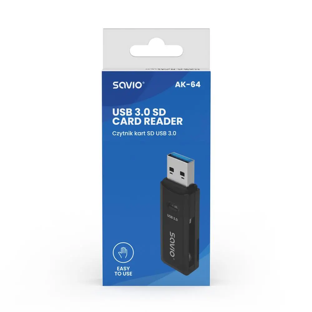 Czytnik kart Savio AK-64 USB 3.0 Czarny