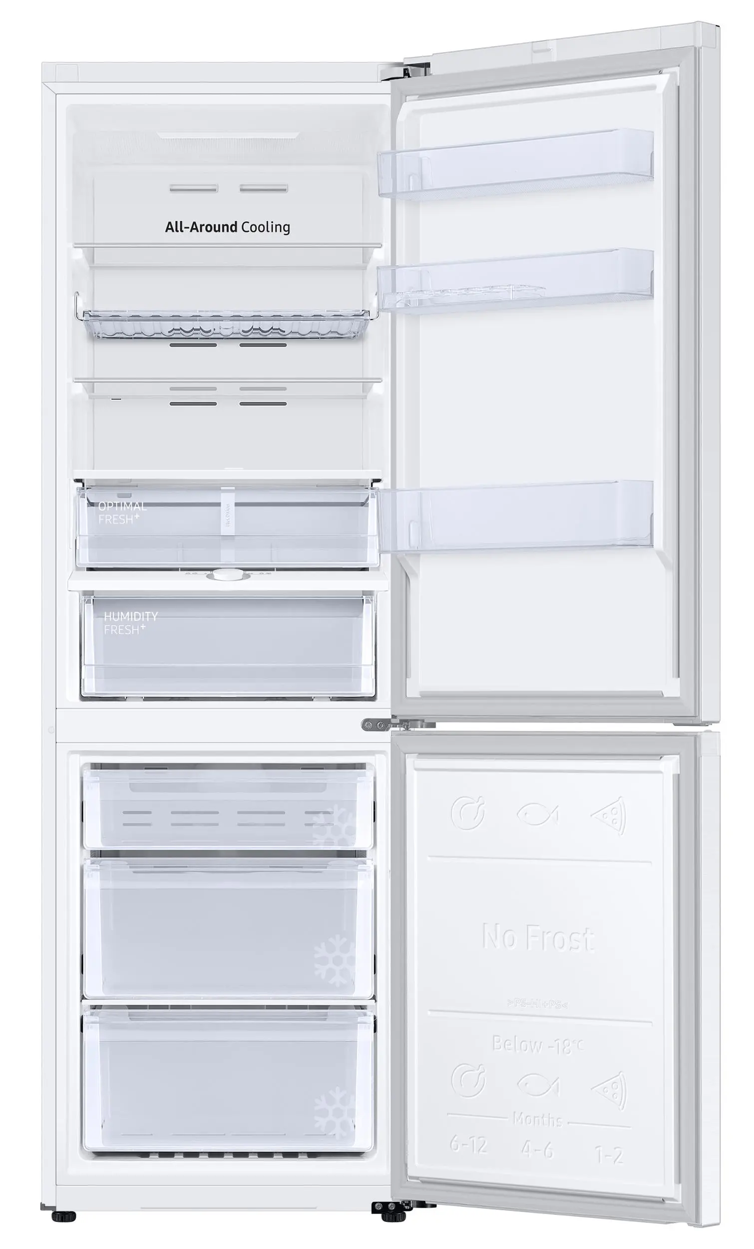 Lodówka Samsung RB34C675DWW Pełny No Frost 185,3cm Szuflada z kontrolą wilgotności Zdalne sterowanie Biały