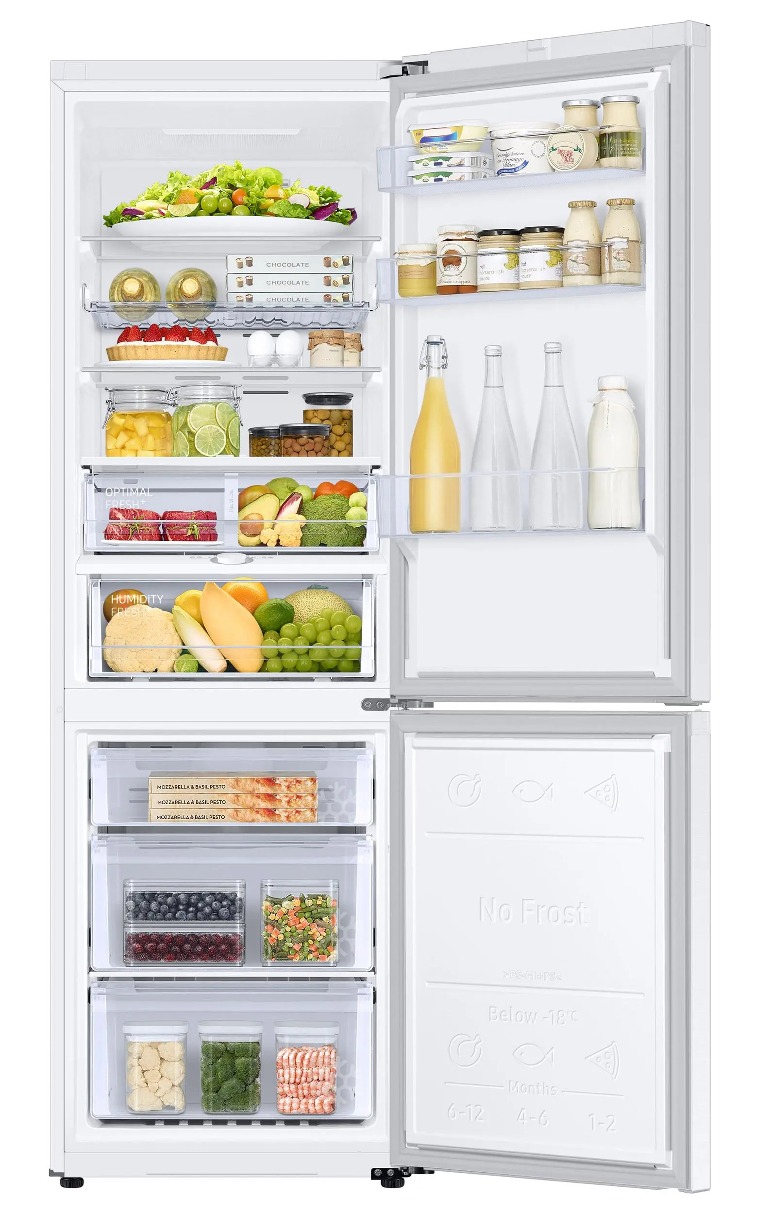 Lodówka Samsung RB34C675DWW Pełny No Frost 185,3cm Szuflada z kontrolą wilgotności Zdalne sterowanie Biały