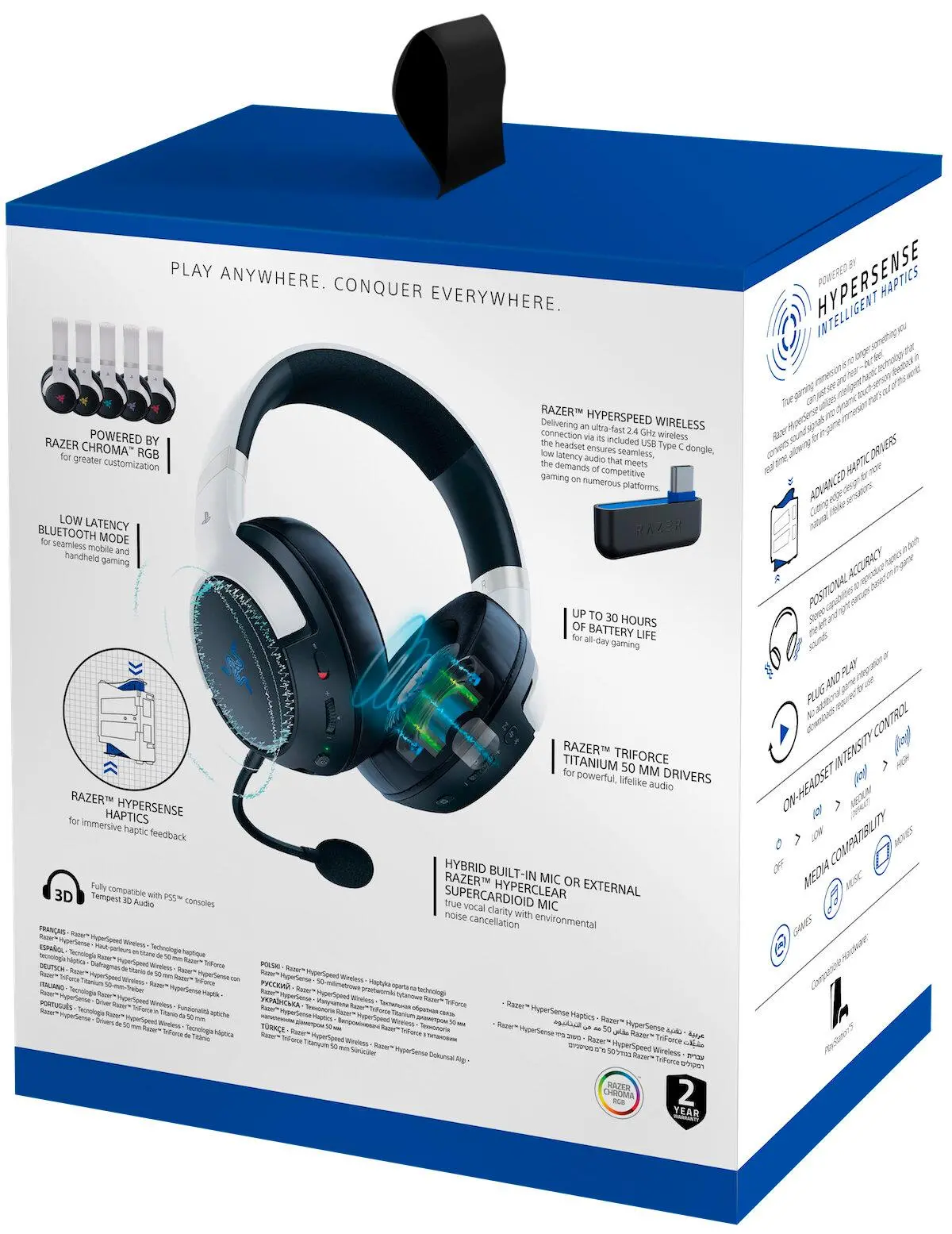 Słuchawki bezprzewodowe z mikrofonem Razer Kaira Pro HyperSpeed PlayStation Nauszne Biały