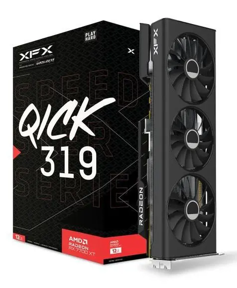 XFX Speedster QICK 319 Radeon RX 7700 XT Black Edition 12GB GDDR6 192bit FSR